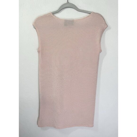 Chicos Travelers Sleeveless Tunic Tank Top Sz 00/XS Pink Metallic Stripe Hi-Low - Picture 4 of 10